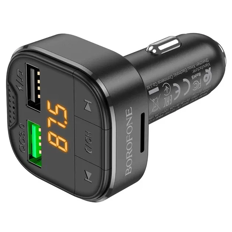 АЗП з FM-мод BOROFONE BC43 Flash Black 6974443387223