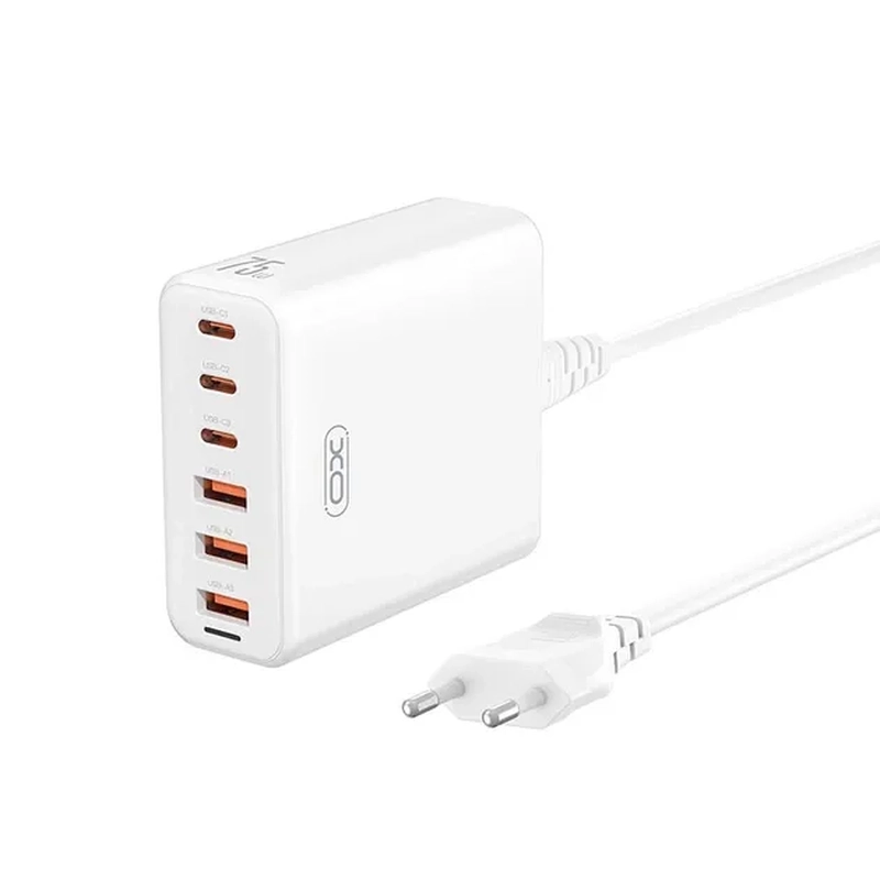 ЗП XO L133 Desktop GaN 3USB-A/3USB-C 75W 1.5m White