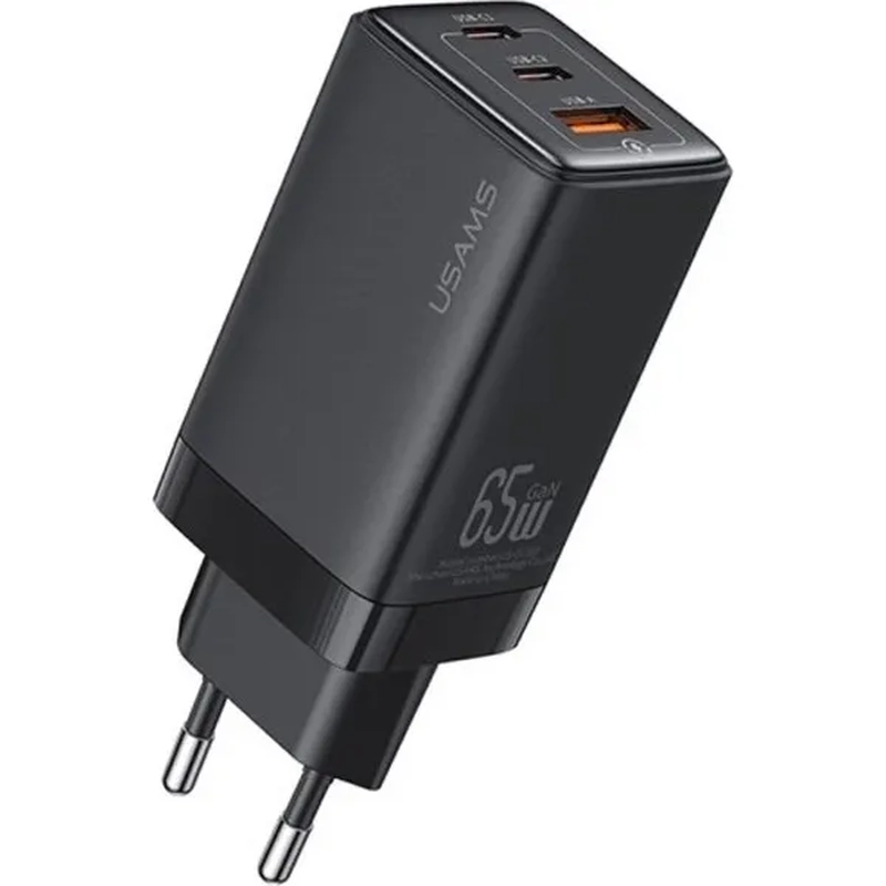 МЗП Usams US-CC180 triple GaN USB-A/USB-C QC&PD3.0 65W 5A Black