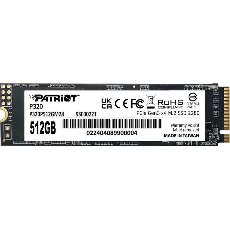 SSD внутрішні Patriot P320 512GB M.2 2280 NVMe PCIe 3.0 x4 (P320P512GM28)