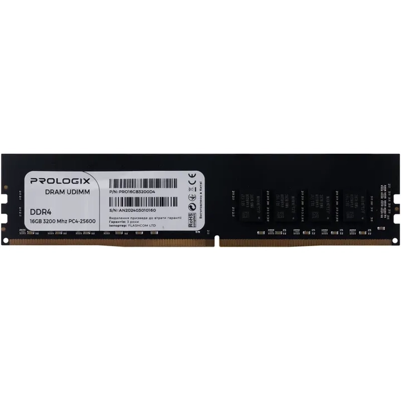 Оперативна пам’ять Prologix DDR4 16GB 3200 MHz (PRO16GB3200D4)